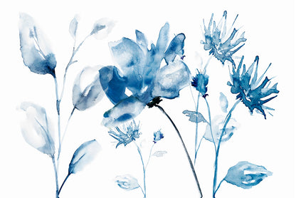 Blue Shaded Flowers Botanical Design Wall Art Decor 100% Australian Made - Bella Home Decor