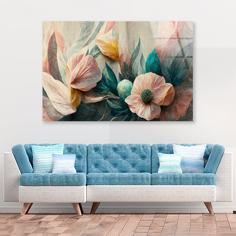 Flowers Watercolor Art Acrylic Glass Print Tempered Glass Wall Art 100% Made in Australia Ready to Hang - Bella Home Decor
