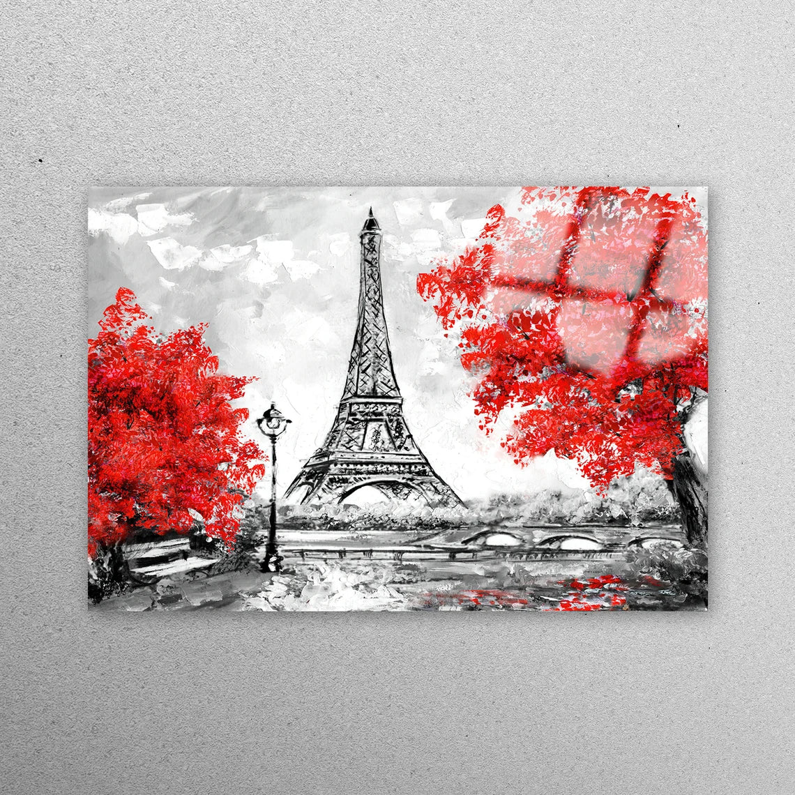 Red Leaves Eiffel Acrylic Glass Print Tempered Glass Wall Art 100% Made in Australia Ready to Hang