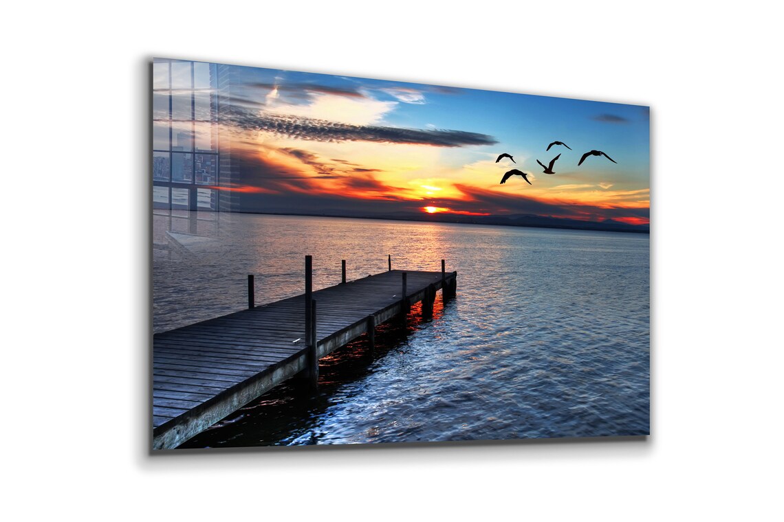 Sunset Sky at the Dock UV Direct Aluminum Print Australian Made Quality