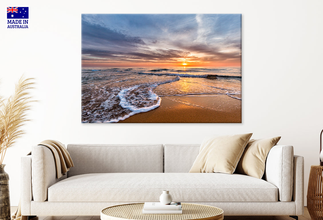 Dramatic Sunrise on the Beach Wall Art Decor 100% Australian Made