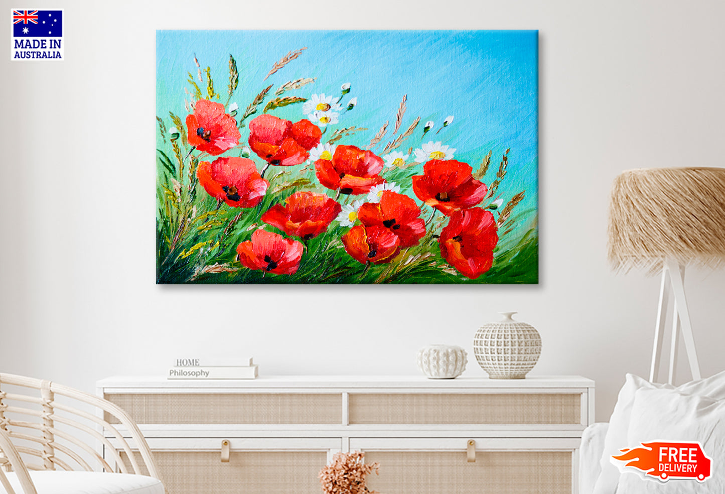 Poppies In The Field Oil Painting Wall Art Limited Edition High Quality Print