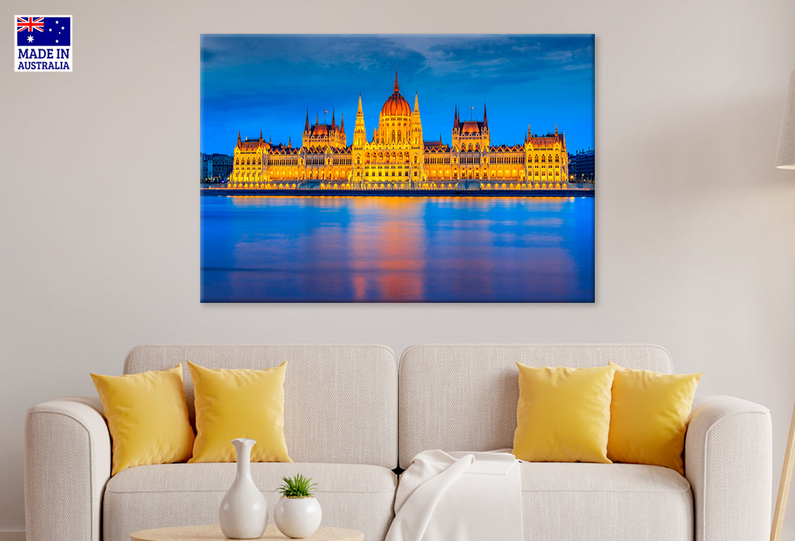 Parliament at Night Budapest Cityscape Hungary Europe Wall Art Decor 100% Australian Made