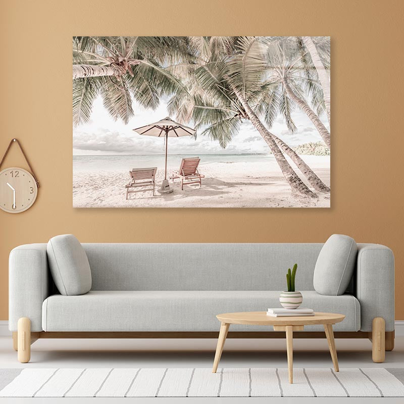 Beach Hut & Palm Trees Acrylic Glass Print Tempered Glass Wall Art 100% Made in Australia Ready to Hang