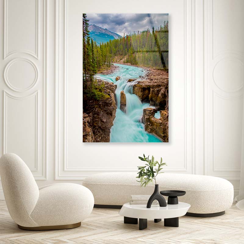 Waterfalls in the Mountains Acrylic Glass Print Tempered Glass Wall Art 100% Made in Australia Ready to Hang