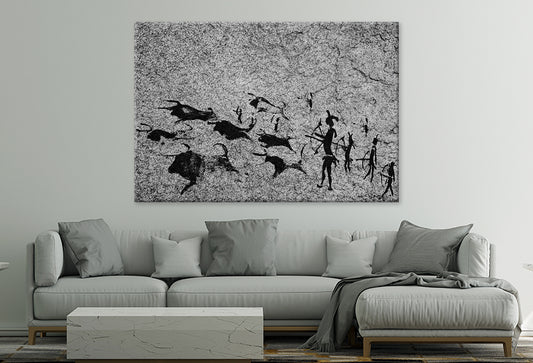 Stone Age Cave Drawing Scene Wall Art Decor 100% Australian Made - Bella Home Decor