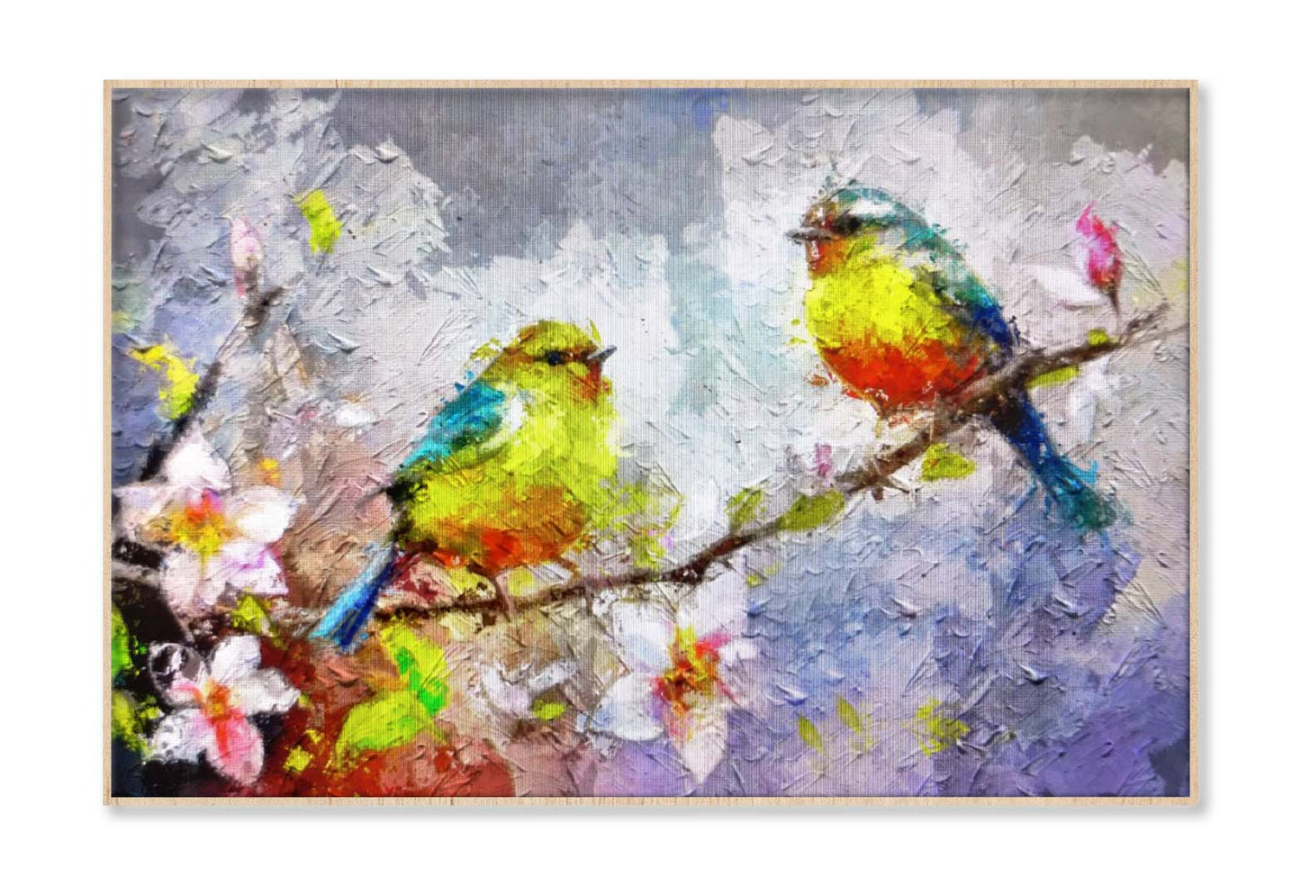 Painting Of Bird and Spring Flower Wall Art Limited Edition High Quality Print