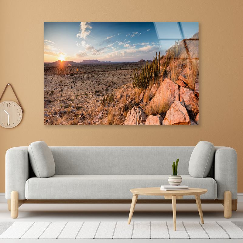 Rocks, Plants & Mountains in South Africa Acrylic Glass Print Tempered Glass Wall Art 100% Made in Australia Ready to Hang - Bella Home Decor