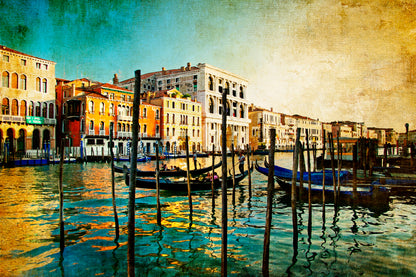Boat On Lake Amazing Venice - Artwork in Painting Style Acrylic Glass Print Tempered Glass Wall Art 100% Made in Australia Ready to Hang - Bella Home Decor