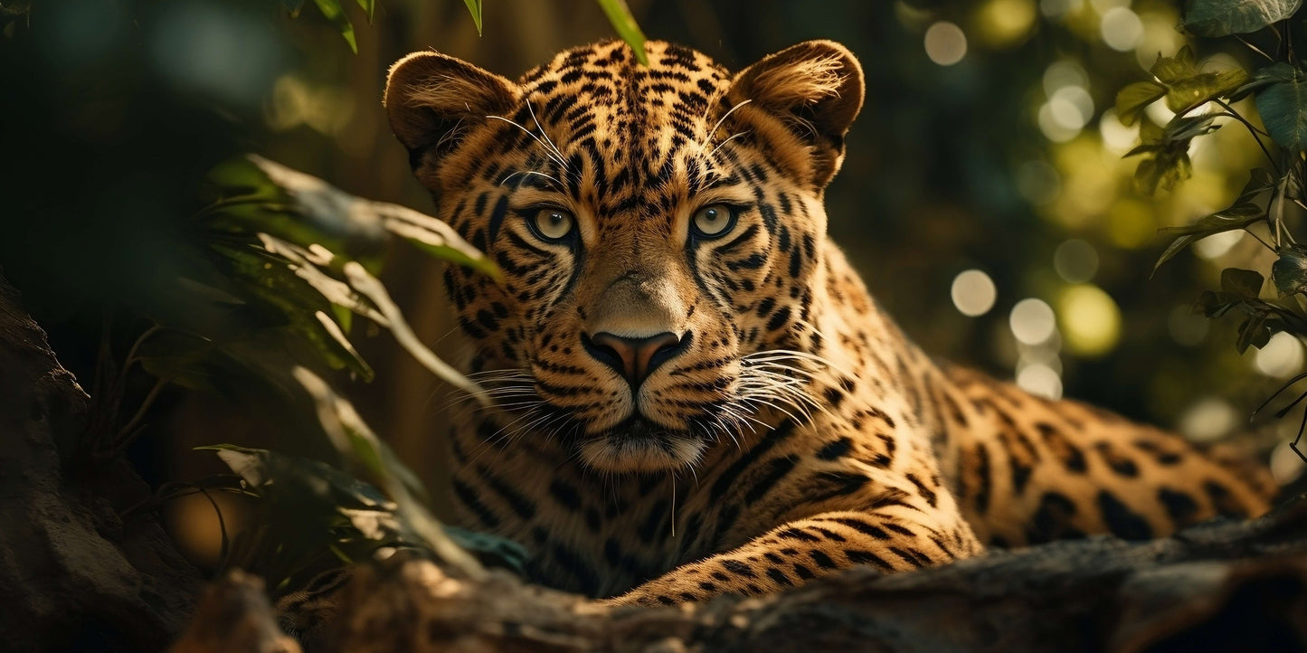 Wild Leopard Jaguar Close Up Jungle Animal Wall Art Canvas Office Home Room Framed 120x60cm