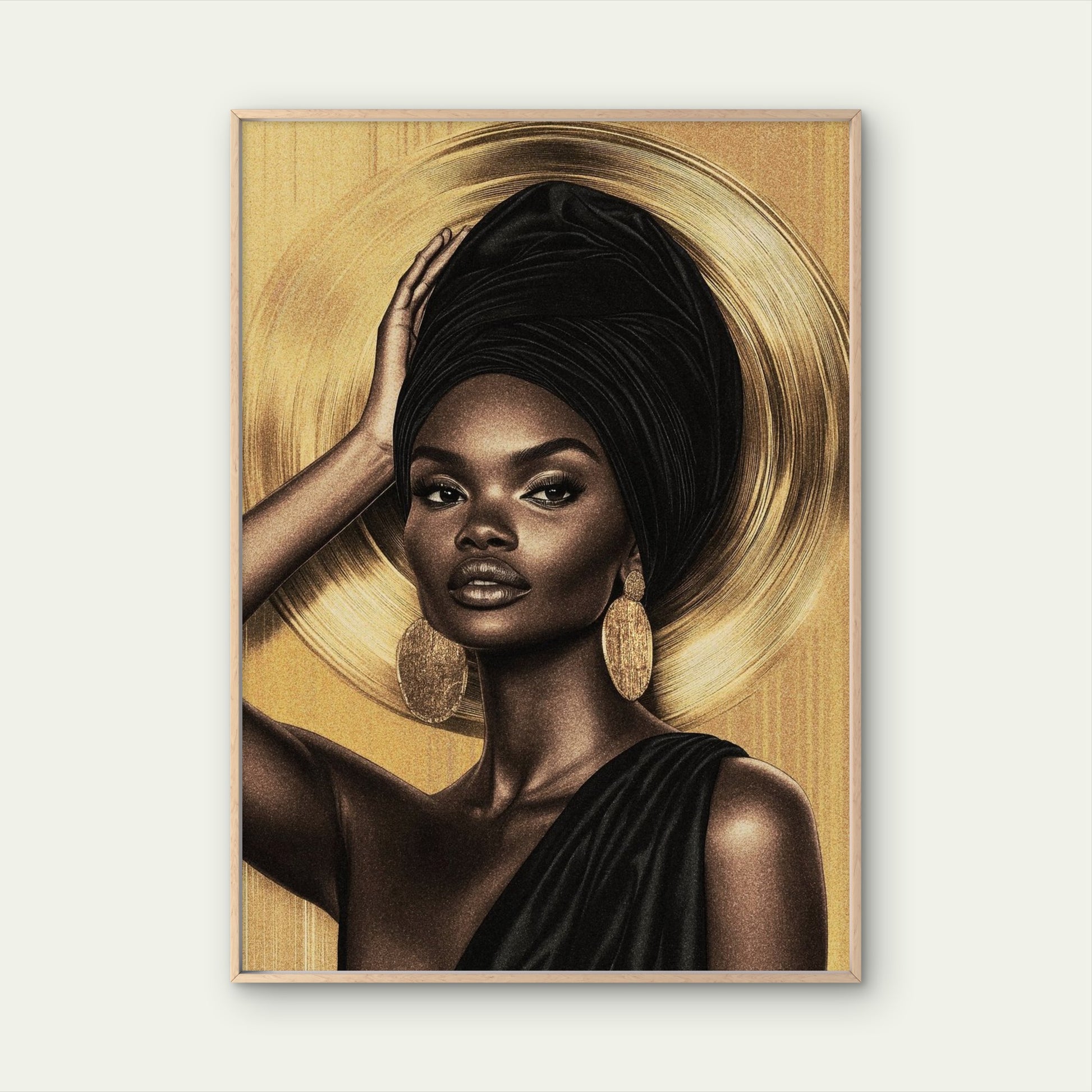Gold Headwrap African Woman Fashion Home Decor Premium Quality Poster Print Choose Your Sizes - Bella Home Decor