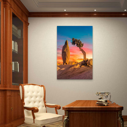 Sunset Joshua Tree Desert Nature 60x90cm Metal Print Ready to Hang