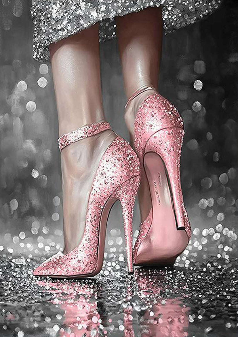 Woman Holding Disco Ball in Pink Heels Fashion Home Decor Premium Quality Poster Print Choose Your Sizes - Bella Home Decor