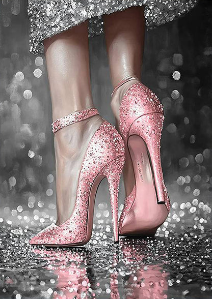 Woman Holding Disco Ball in Pink Heels Fashion Home Decor Premium Quality Poster Print Choose Your Sizes - Bella Home Decor