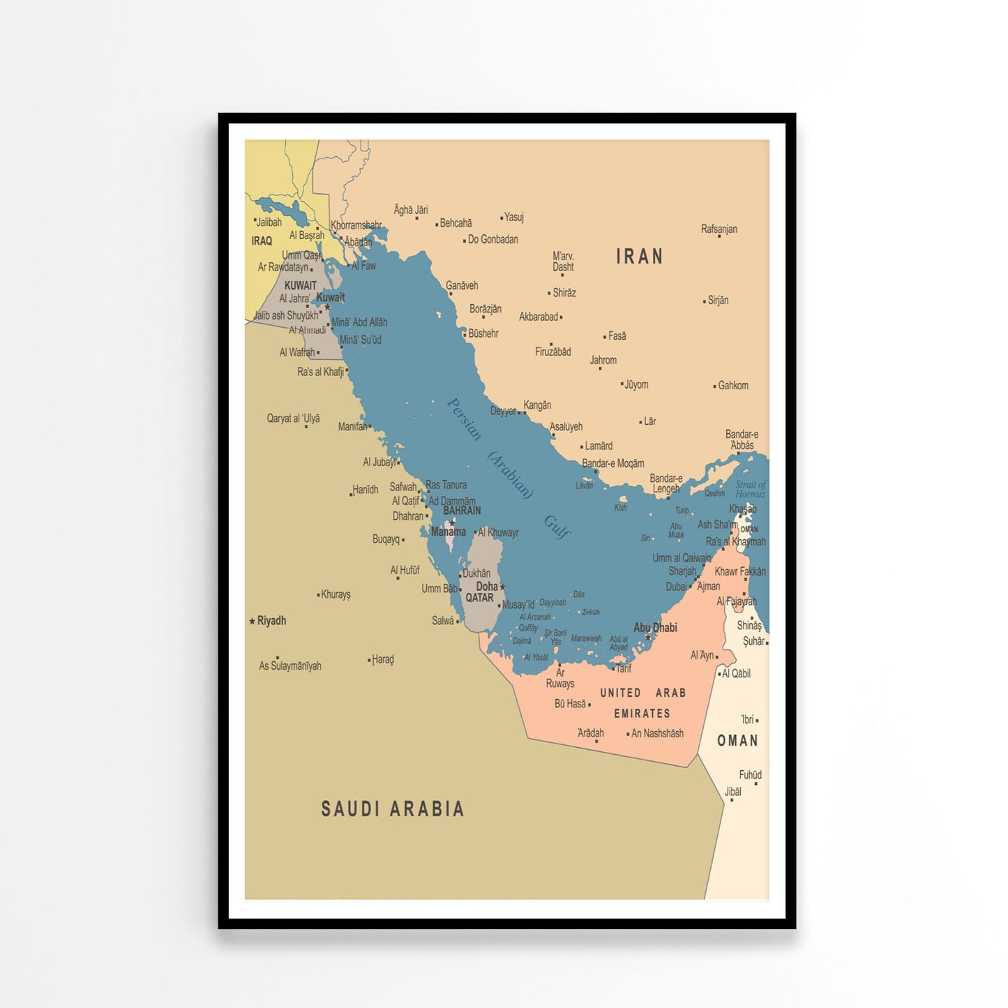 Persian Gulf Map Home Decor Premium Quality Poster Print Choose Your Sizes