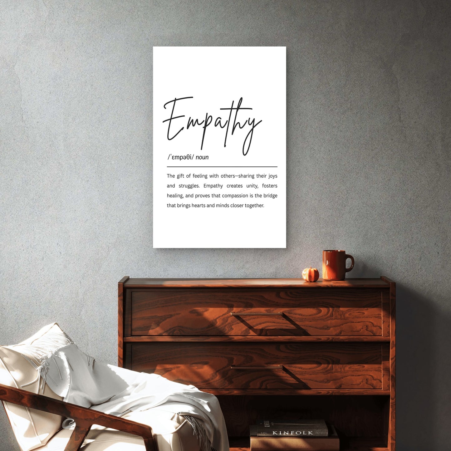 Empathy Definition Typography 60x90cm Metal Print Ready to Hang - Bella Home Decor