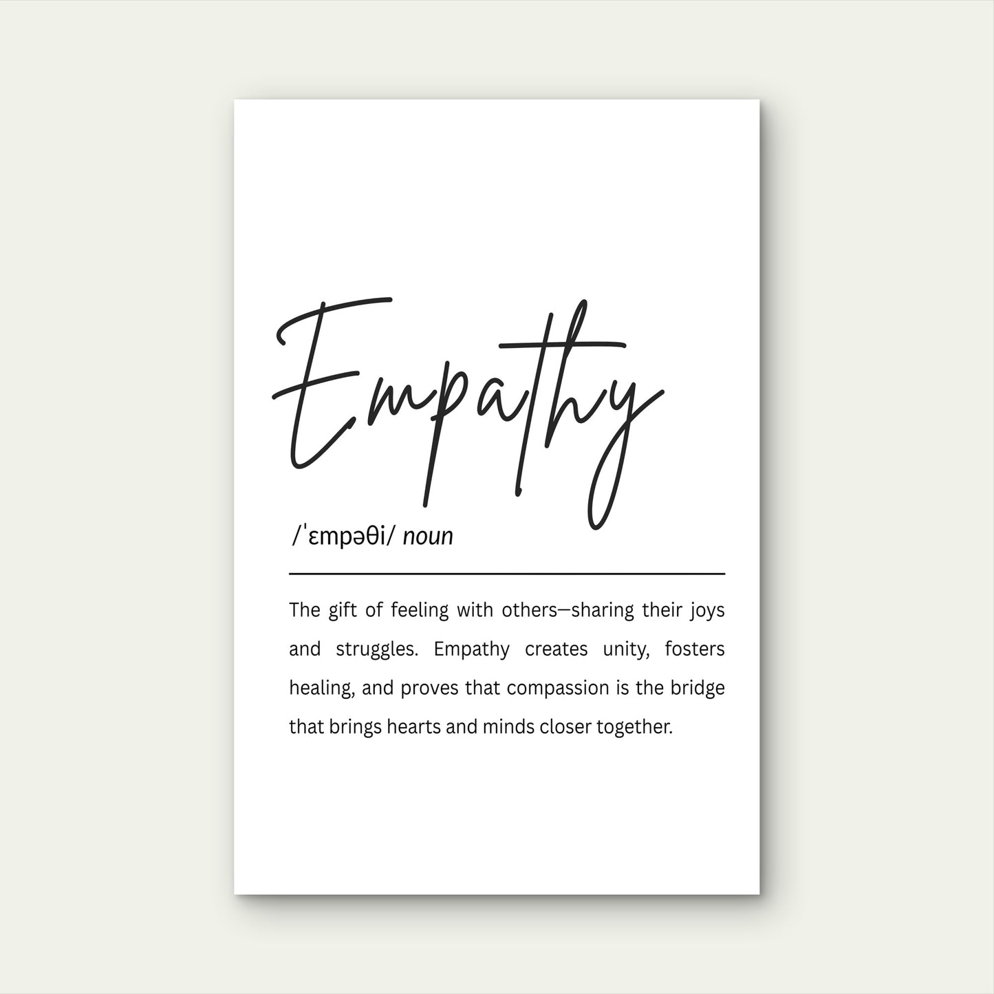 Empathy Definition Typography 40x60cm Metal Print Ready to Hang