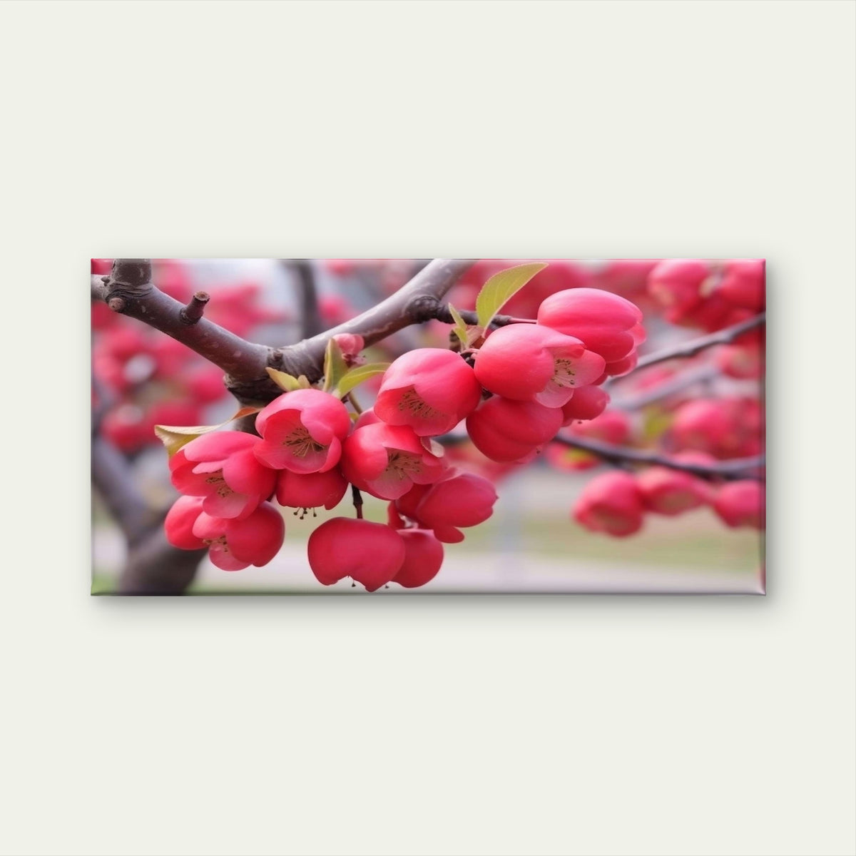 Cherry Blossom Pink Flower Branch Wall Art Canvas Office Home Framed 120x60cm
