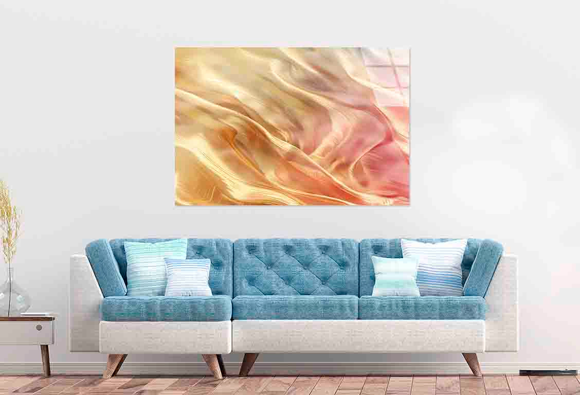 Gold Peach Silk Gradien Tempered Glass Printing Wall Art Australian Made Quality