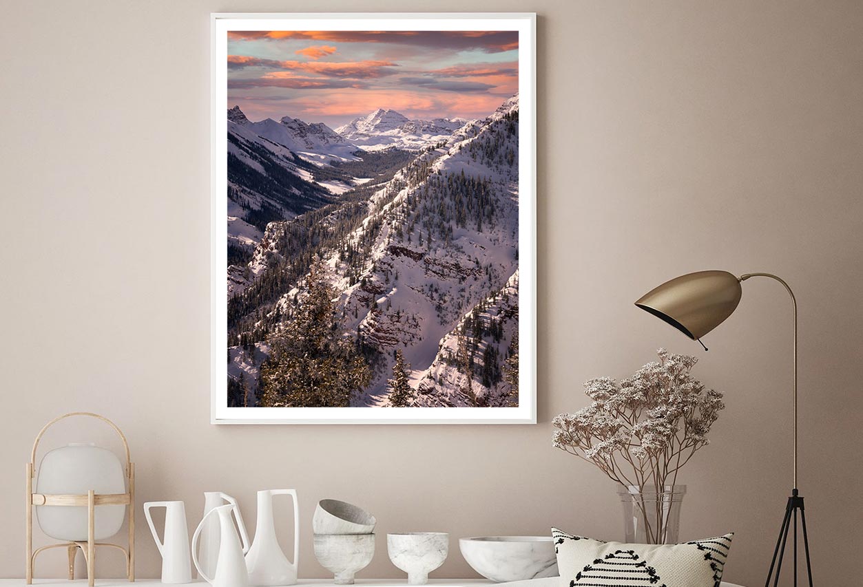 Maroon Bells & Vibrant Sunset Home Decor Premium Quality Poster Print Choose Your Sizes