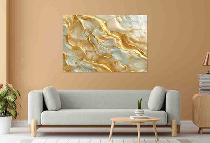 Abstract White Gold Tempered Glass Printing Wall Art Australian Made Quality