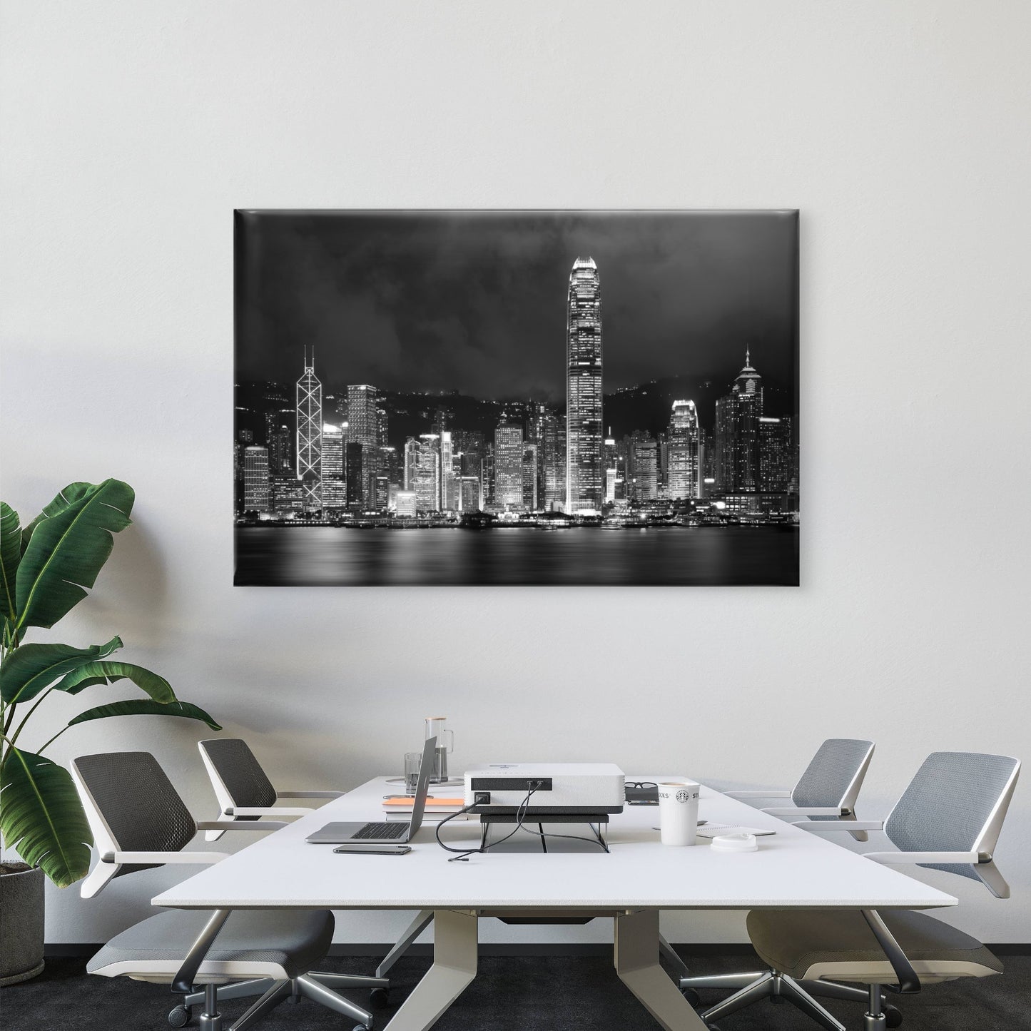 Black and White Hong Kong Victoria Harbour Wall Art Decor 100% Australian Made - Bella Home Decor