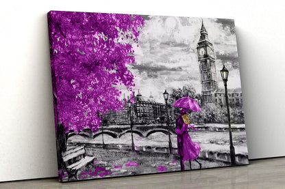 Large Purple tree set in a black and white UV Direct Aluminum Print Australian Made Quality