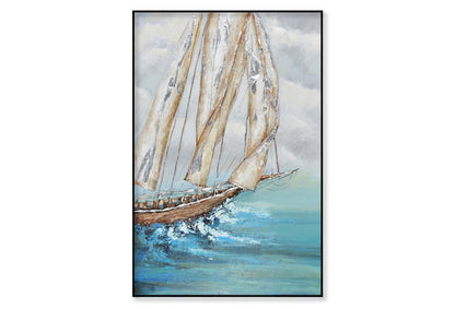 Sea, Sailing Boat, Fabric, Painting Wall Art Limited Edition High Quality Print