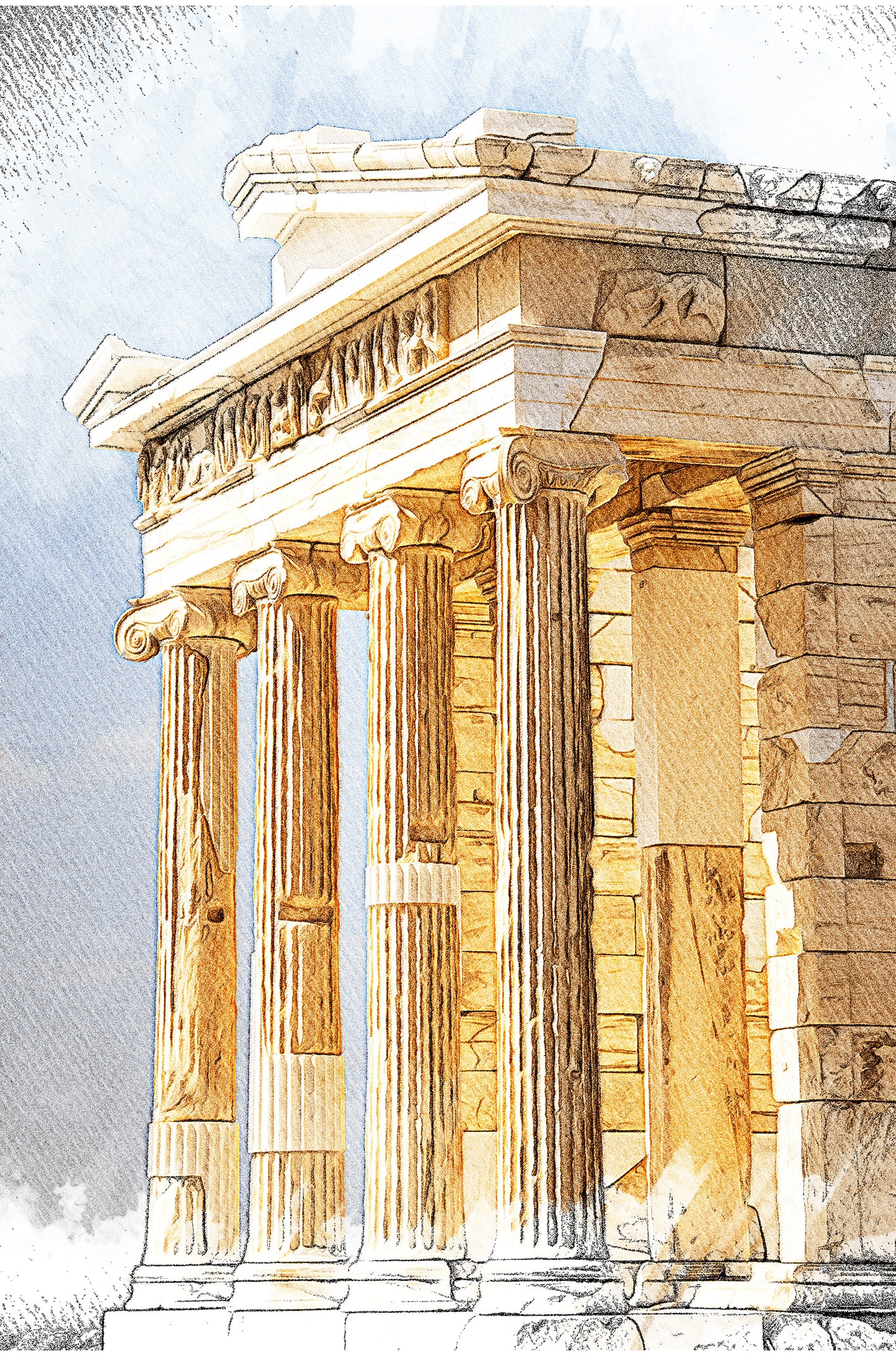 Ancient Greek Temple Acropolis Column 40x60cm Metal Print Ready to Hang