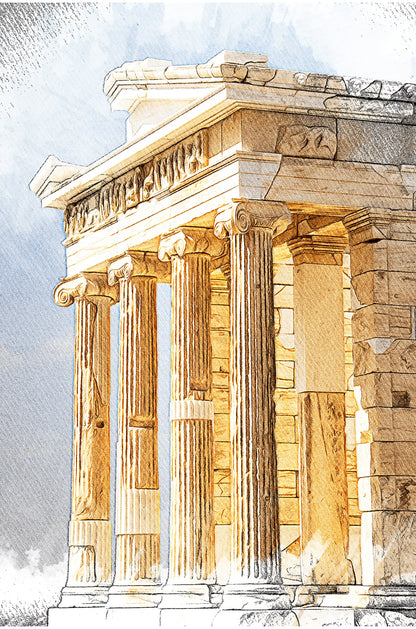 Ancient Greek Temple Acropolis Column 40x60cm Metal Print Ready to Hang