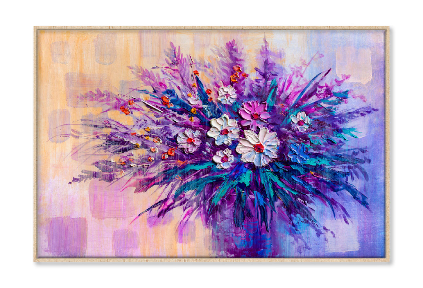 Flower Bouquet Painting Limited Edition High Quality Print Canvas Box Framed Natural