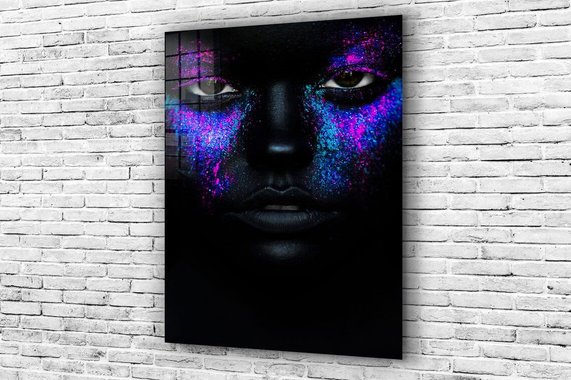 Woman in Blue Glitter UV Direct Aluminum Print Australian Made Quality