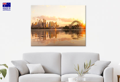 Sydney Harbour Sunrise with Opera House and Harbour Bridge Wall Art Decor 100% Australian Made