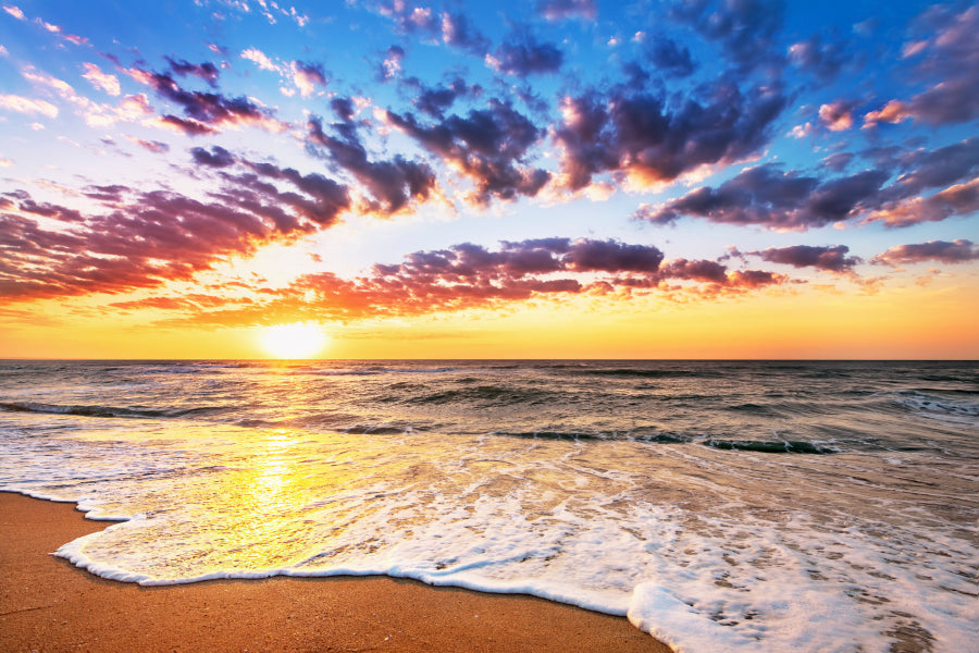 Brilliant Ocean Beach Sunrise Acrylic Glass Print Tempered Glass Wall Art 100% Made in Australia Ready to Hang - Bella Home Decor