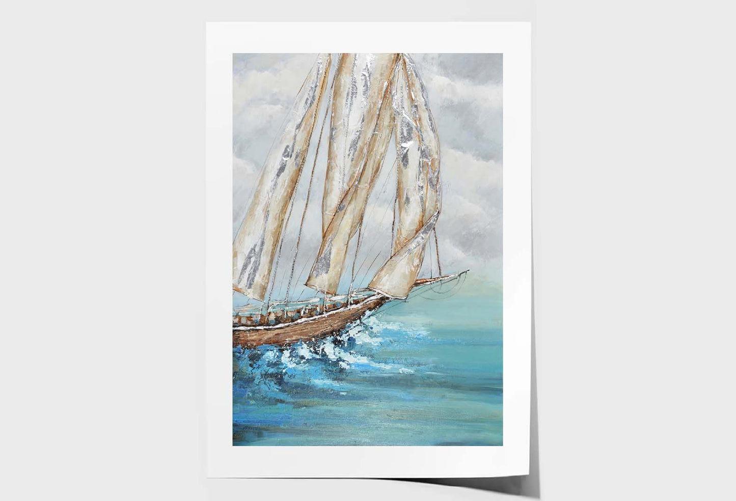 Sea, Sailing Boat, Fabric, Painting Wall Art Limited Edition High Quality Print