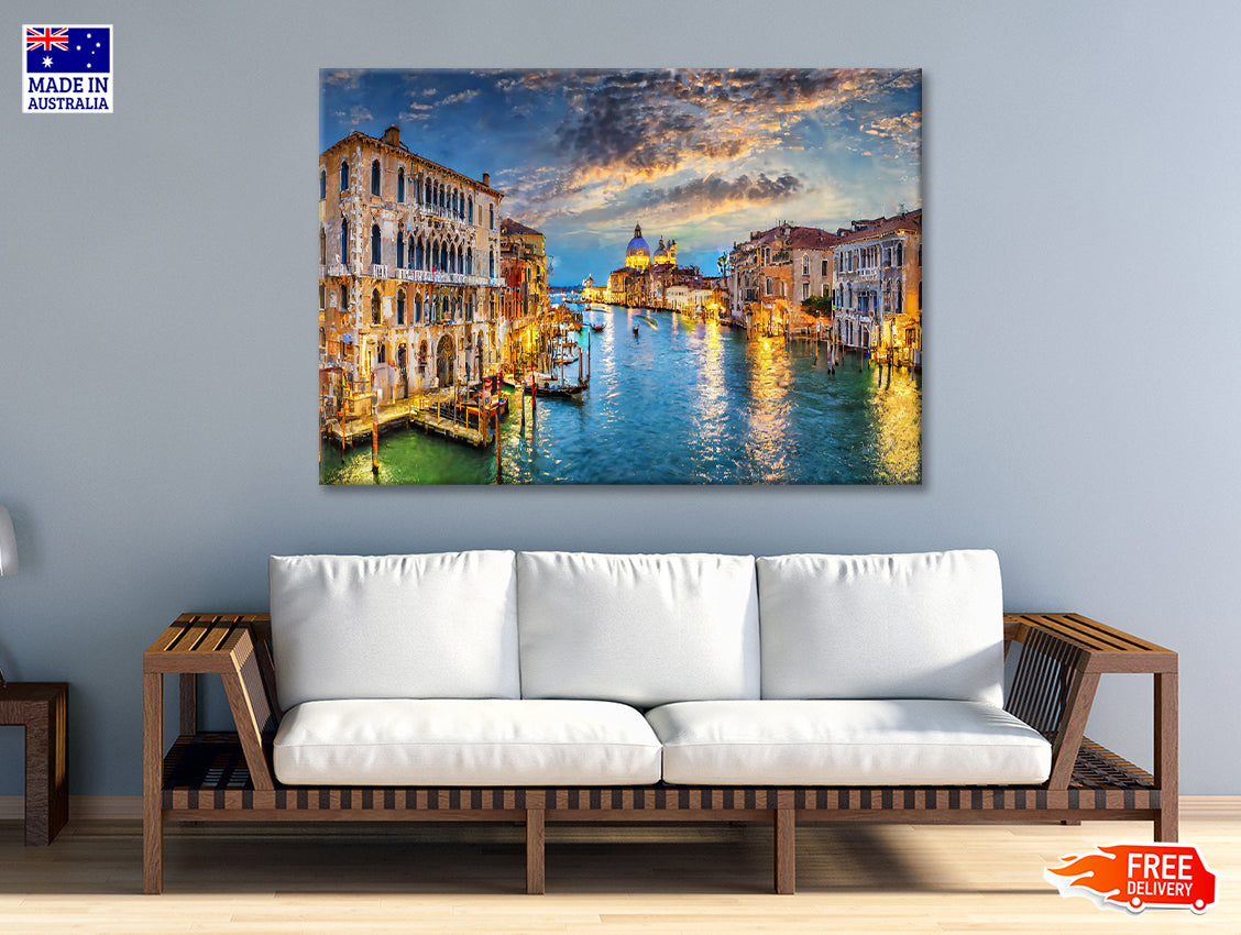 Canal with Buildings & Sky Print 100% Australian Made - Bella Home Decor