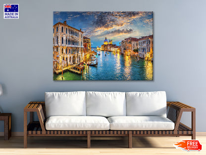 Canal with Buildings & Sky Print 100% Australian Made - Bella Home Decor