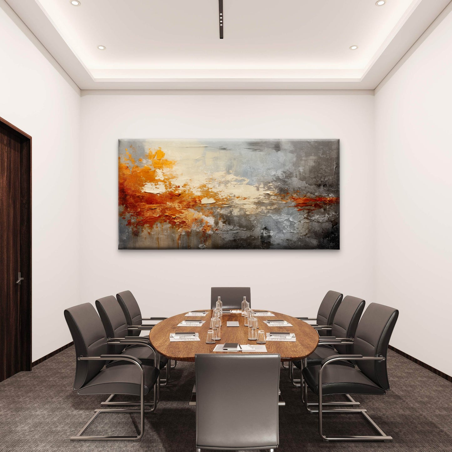 Rust Orange Grey Grungy Texture Wall Art Canvas Office Home Room Framed 120x60cm
