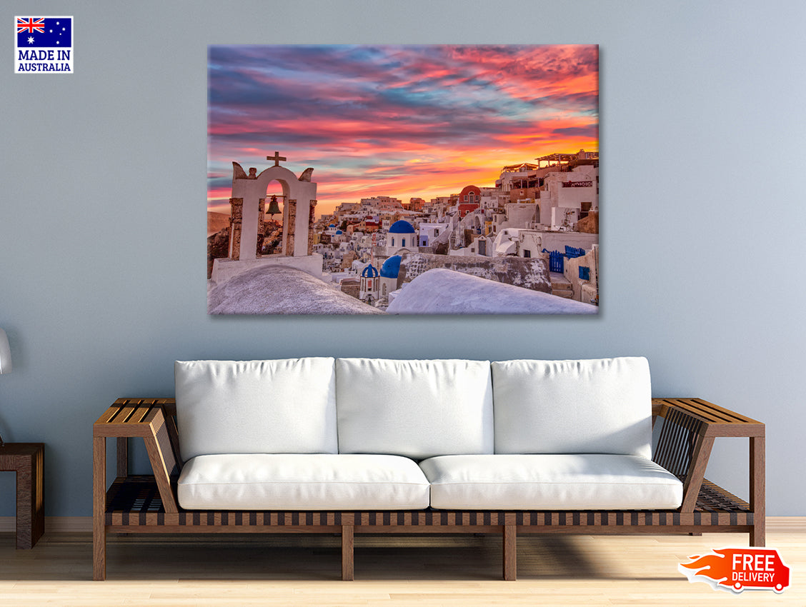 Santorini In Greece with Sunset Print 100% Australian Made - Bella Home Decor