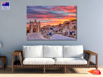 Santorini In Greece with Sunset Print 100% Australian Made - Bella Home Decor