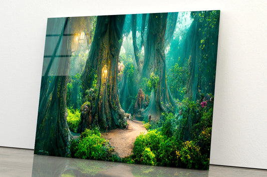 Forest with Big Trees and Great Vegetation Acrylic Glass Print Tempered Glass Wall Art 100% Made in Australia Ready to Hang