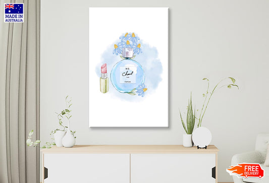 Light Blue Perfume with Lipstick Wall Art Limited Edition High Quality Print