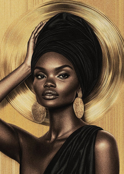 Gold Headwrap African Woman Fashion Home Decor Premium Quality Poster Print Choose Your Sizes - Bella Home Decor
