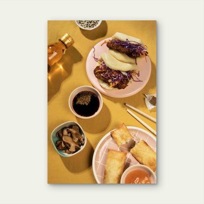 Asian Bao Buns Spring Rolls 60x90cm Metal Print Ready to Hang - Bella Home Decor