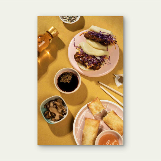 Asian Bao Buns Spring Rolls 60x90cm Metal Print Ready to Hang