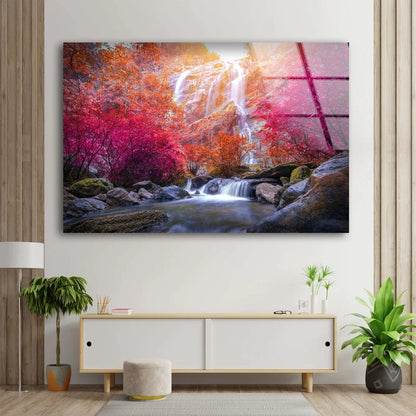Waterfall in Autumn UV Direct Aluminum Print Australian Made Quality