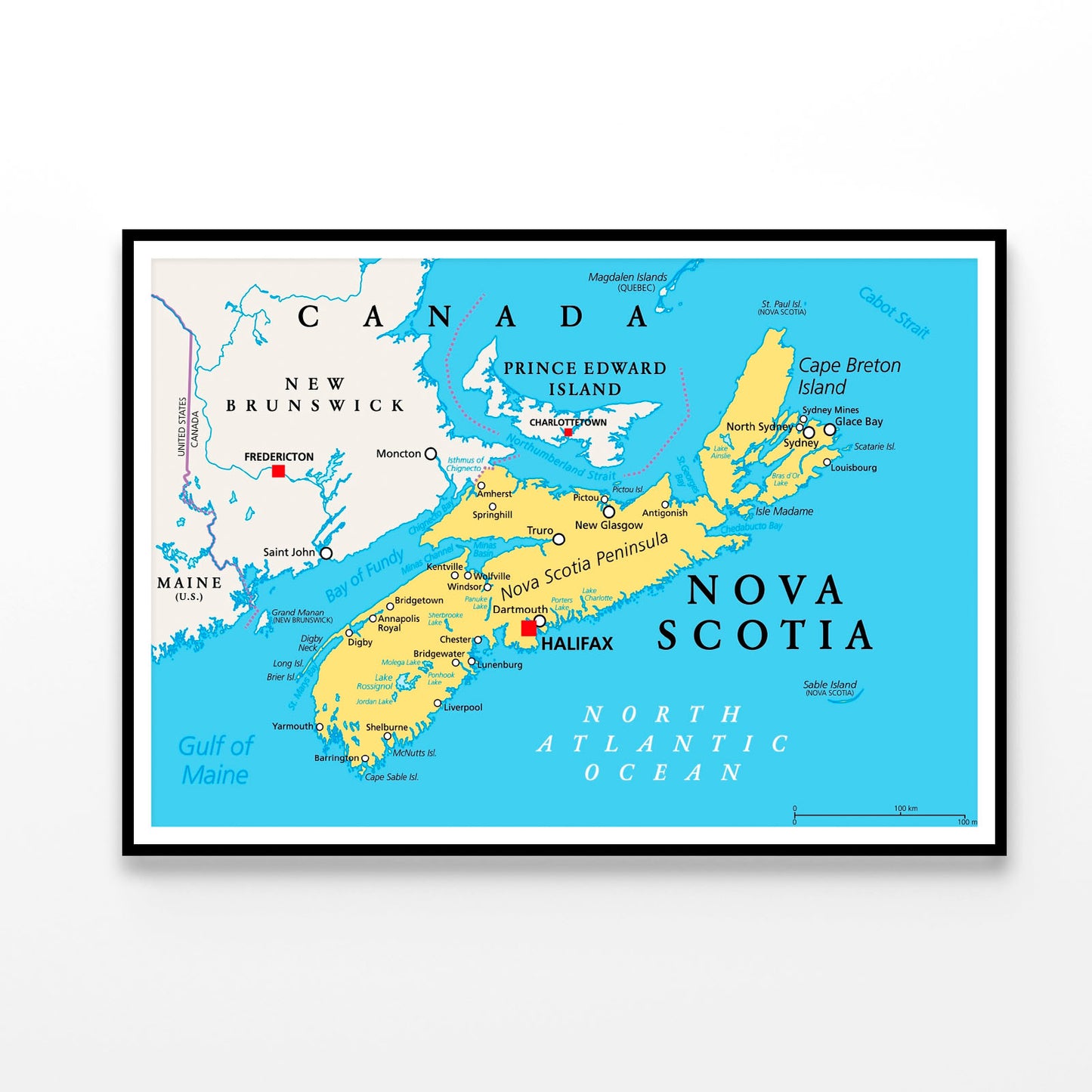 Atlantic Province of Canada Map Home Decor Premium Quality Poster Print Choose Your Sizes