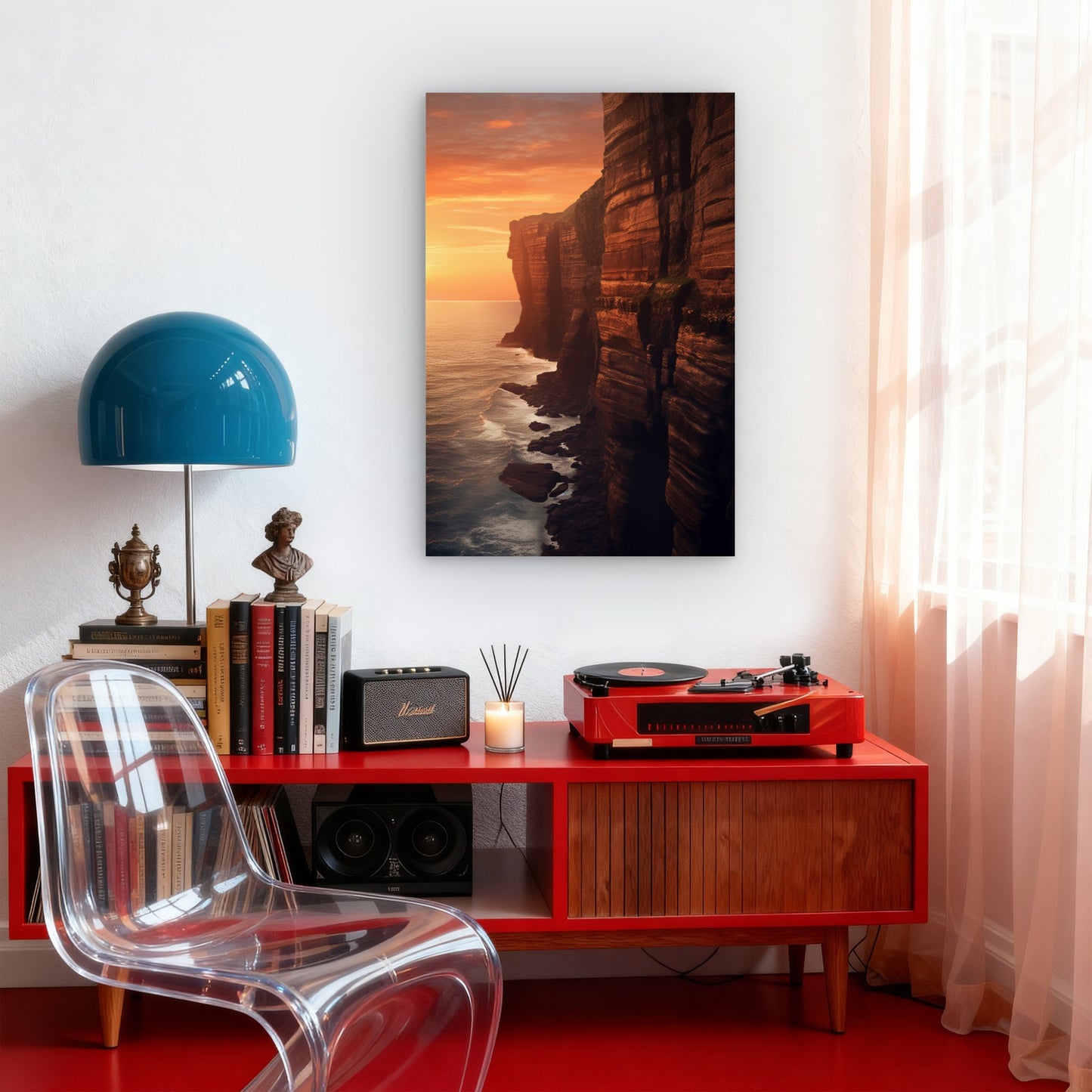 Sunset Seashore Beautiful Cliff 40x60cm Metal Print Ready to Hang