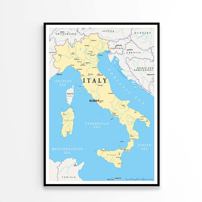 Map of Italy with The Capital Rome Home Decor Premium Quality Poster Print Choose Your Sizes