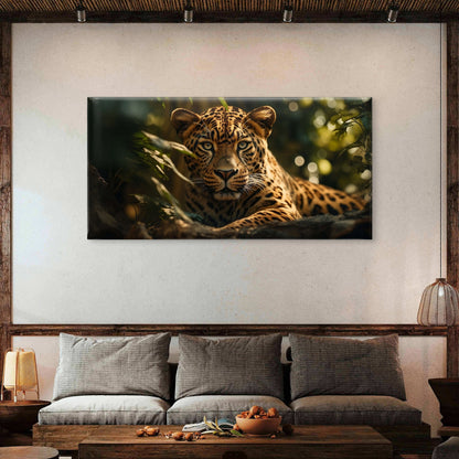 Wild Leopard Jaguar Close Up Jungle Animal Wall Art Canvas Office Home Room Framed 120x60cm